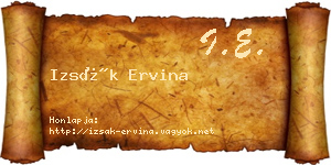Izsák Ervina névjegykártya